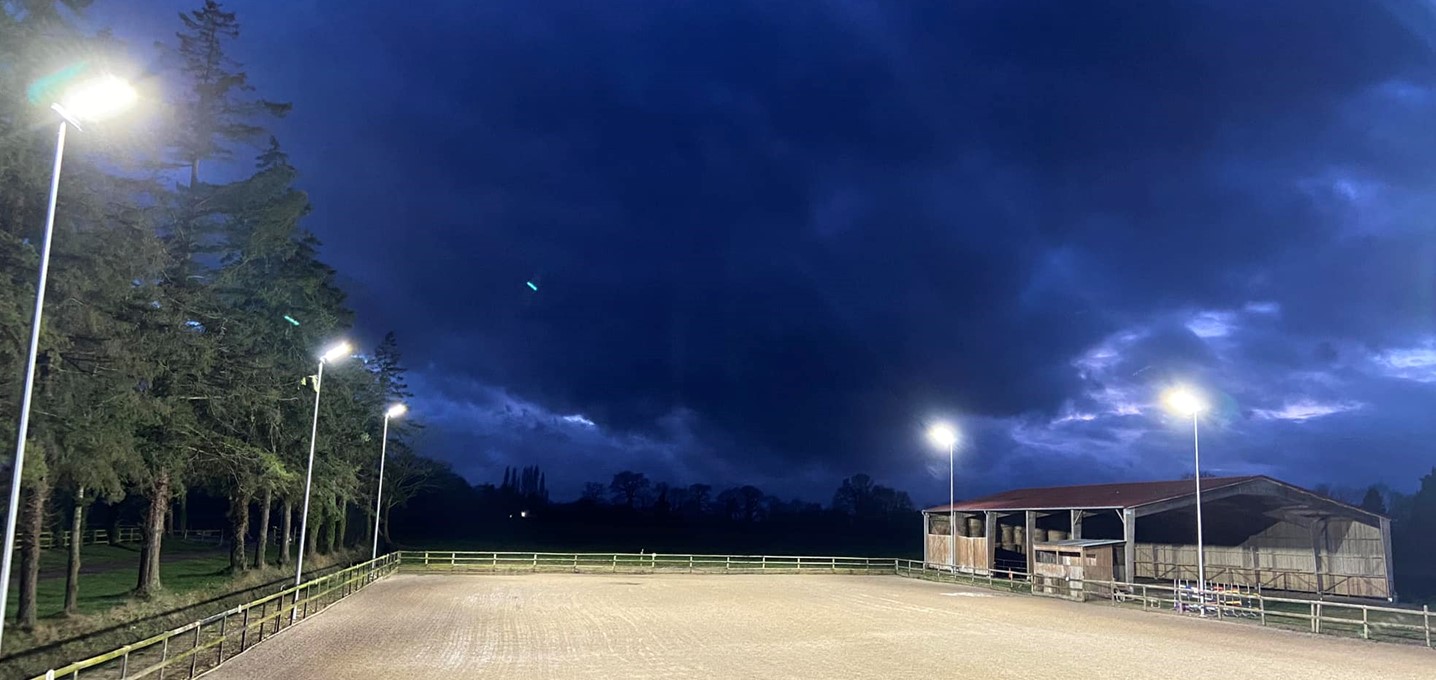 PROXIMAL lighting of the equestrian outdoor arena for La Bretonnière Stables.