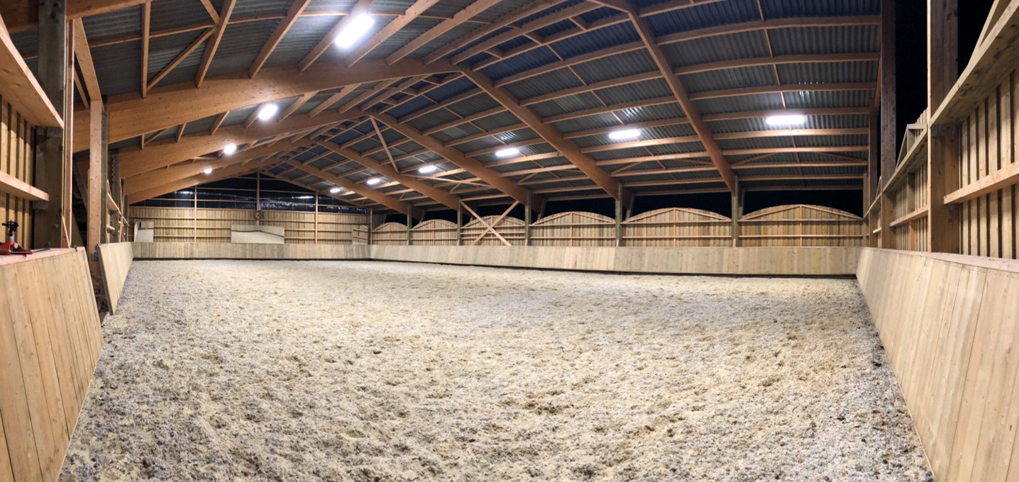 Éclairage manège équestre élevage chevaux de dressage Marie Cottereau (76 - Auzouville-Auberbosc)